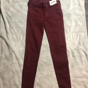 maroon jeans